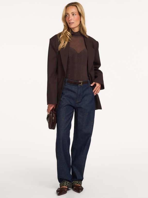 OrieLL High Neck Blouse LS Orie, geweven lurex top