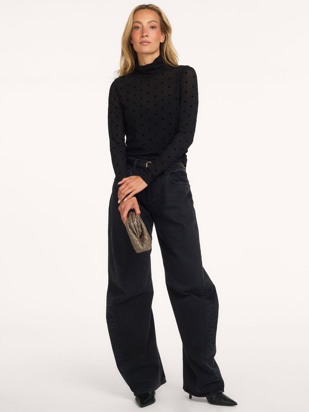 OrieLL High Neck Blouse LS Orie, elastische top met stippen