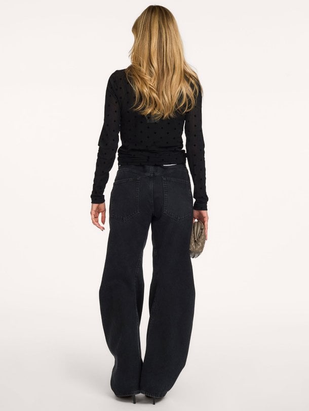 OrieLL High Neck Blouse LS Orie, elastische top met stippen
