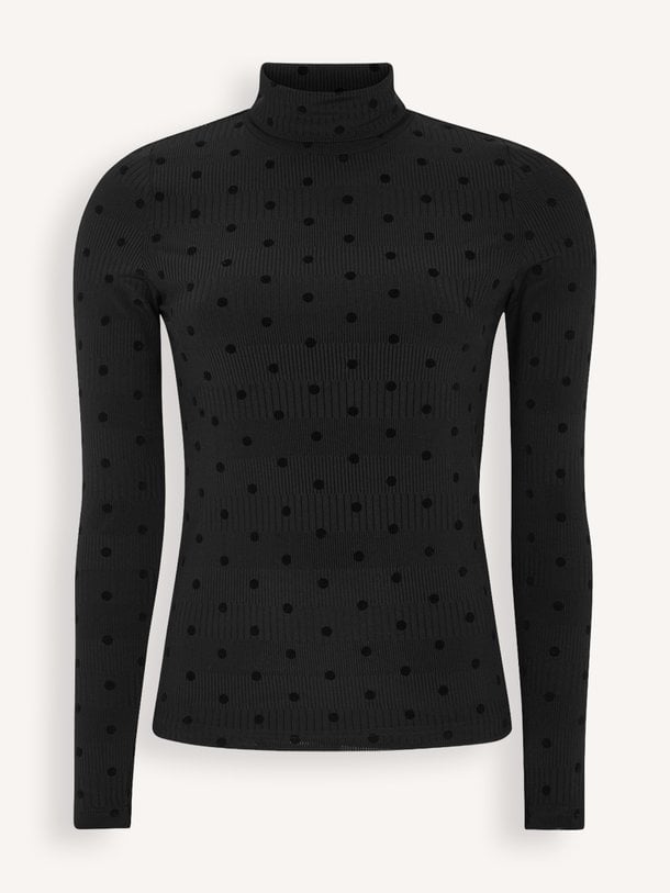 OrieLL High Neck Blouse LS Orie, elastische top met stippen