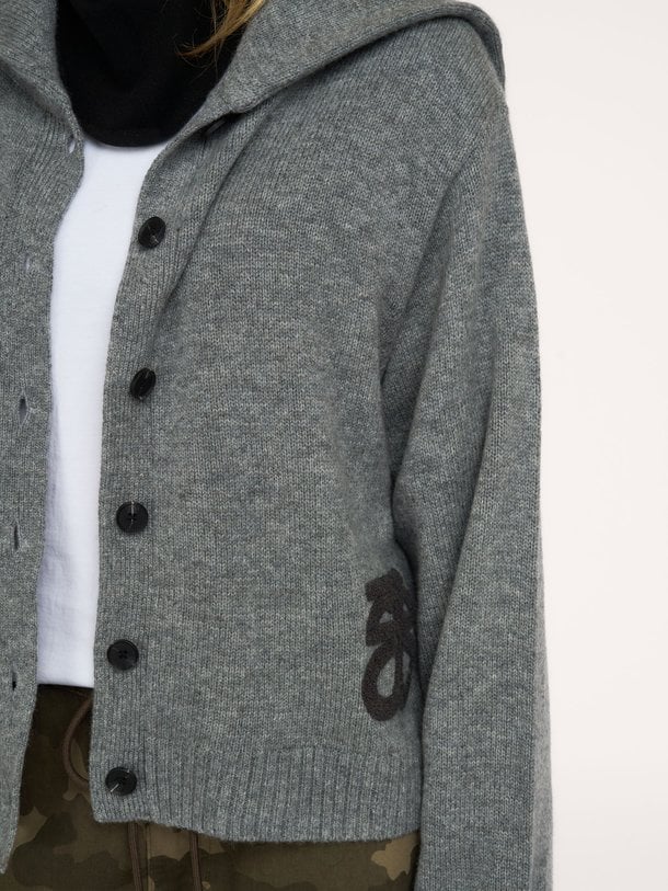 Alpha Knit Collar Cardigan Alpha, wollen gemêleerd vest
