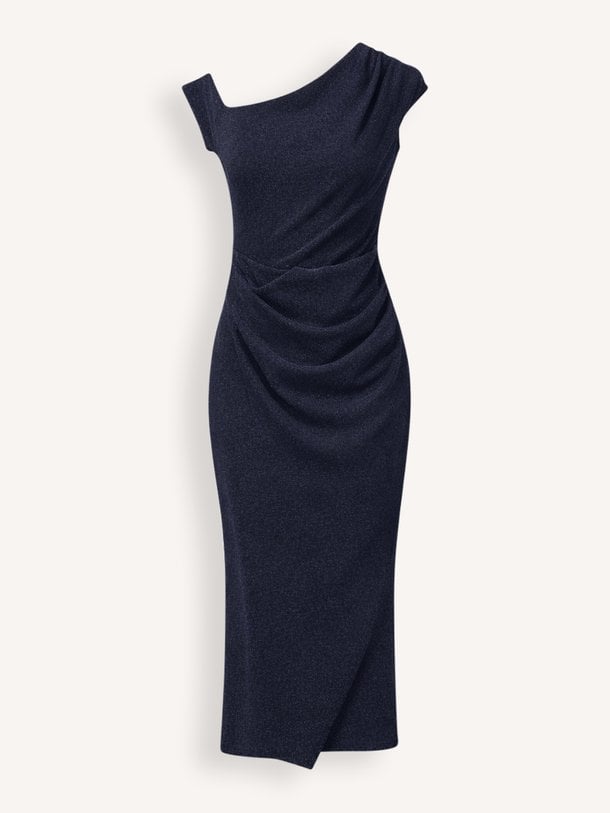 Davina, geweven off shoulder jurk met lurex