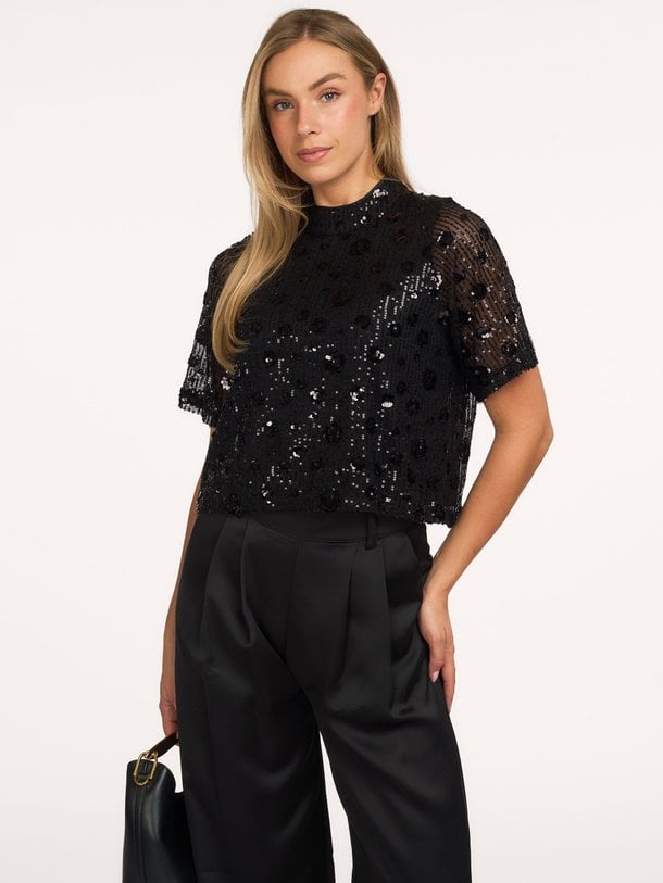 Tessalia Tessalia, geweven glitter top