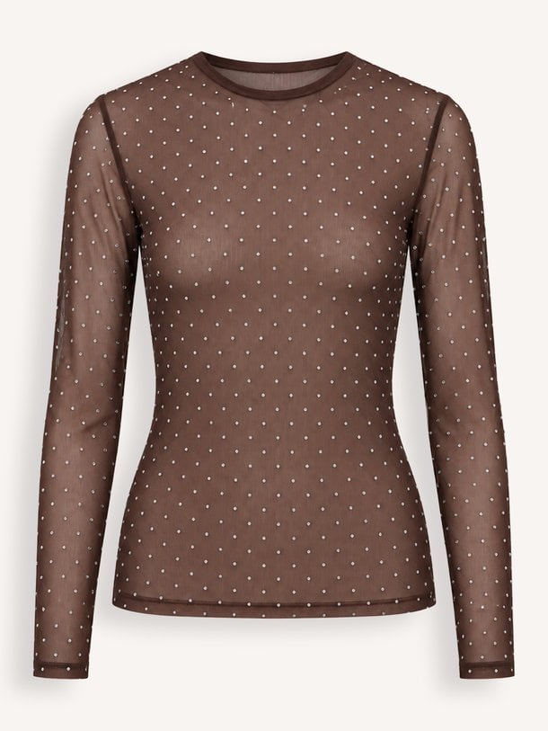 Ines, geweven mesh top met studs