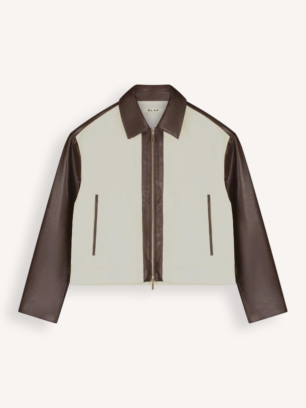 MIXED MEDIA ZIP JACKET Leatherlook jack
