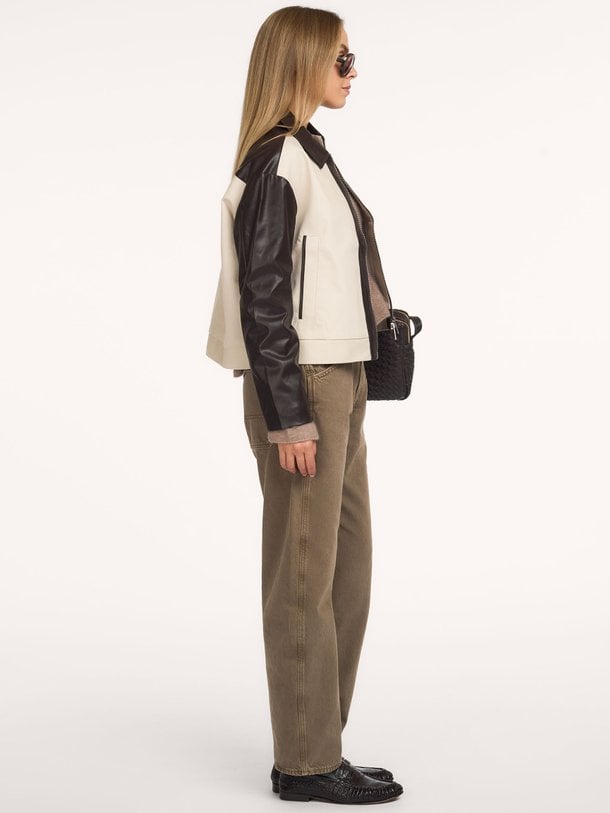 MIXED MEDIA ZIP JACKET Leatherlook jack