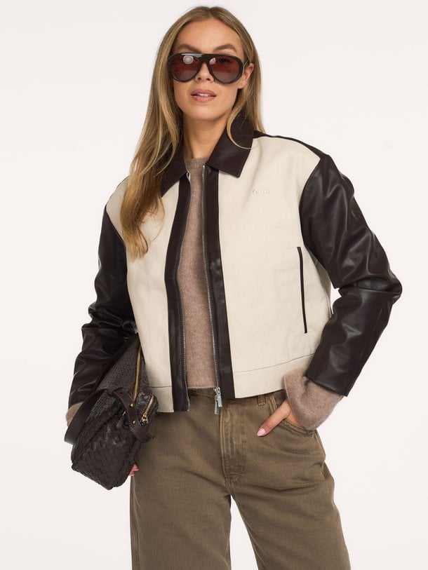 MIXED MEDIA ZIP JACKET Leatherlook jack