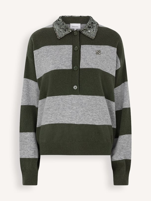 Brayden stripe sweater Brayden, merino wollen polo trui