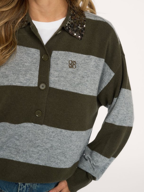 Brayden stripe sweater Brayden, merino wollen polo trui