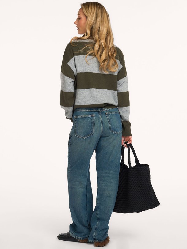 Brayden stripe sweater Brayden, merino wollen polo trui