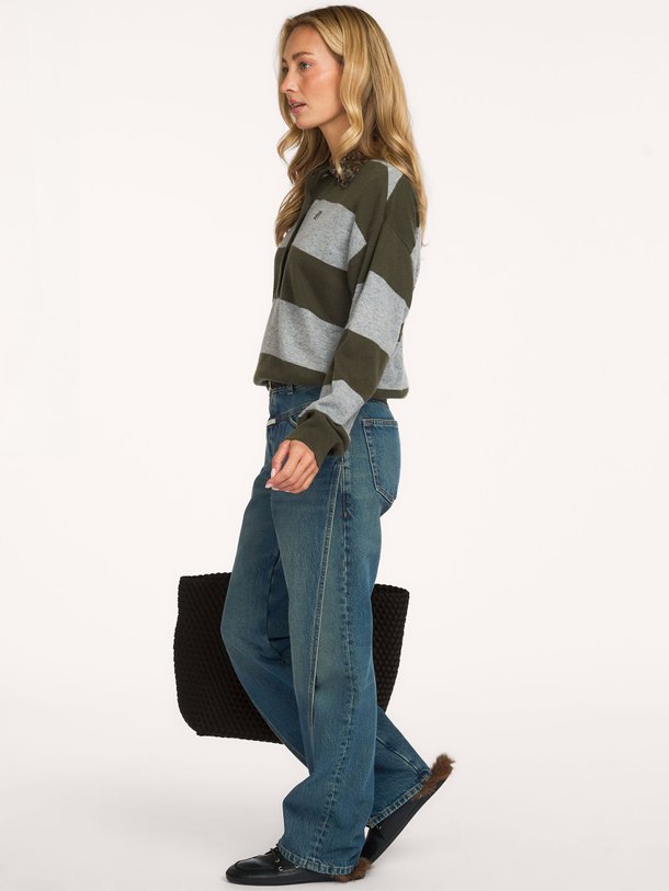 Brayden stripe sweater Brayden, merino wollen polo trui