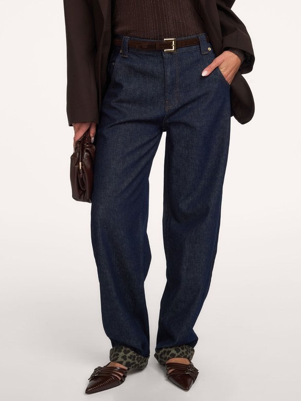 Barrel jeans twill comford denim High waist barrel fit jeans