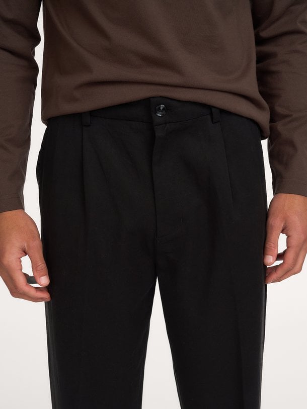 REGULAR PLEATED PANT Lyocell/katoenmix broek