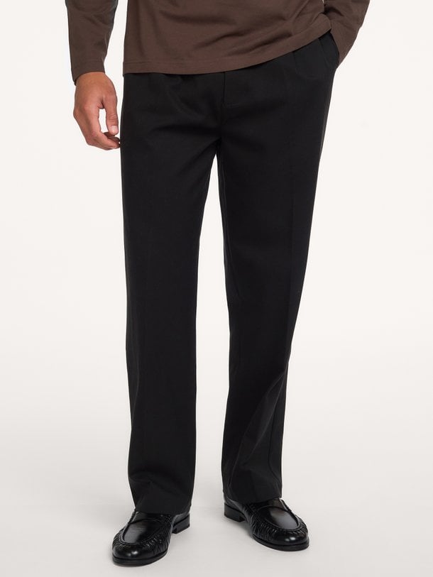 REGULAR PLEATED PANT Lyocell/katoenmix broek