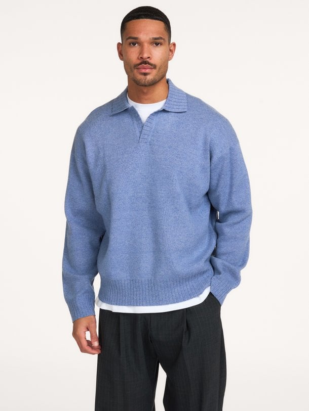 ESSENTIAL KNITTED POLO Wolmix polo trui
