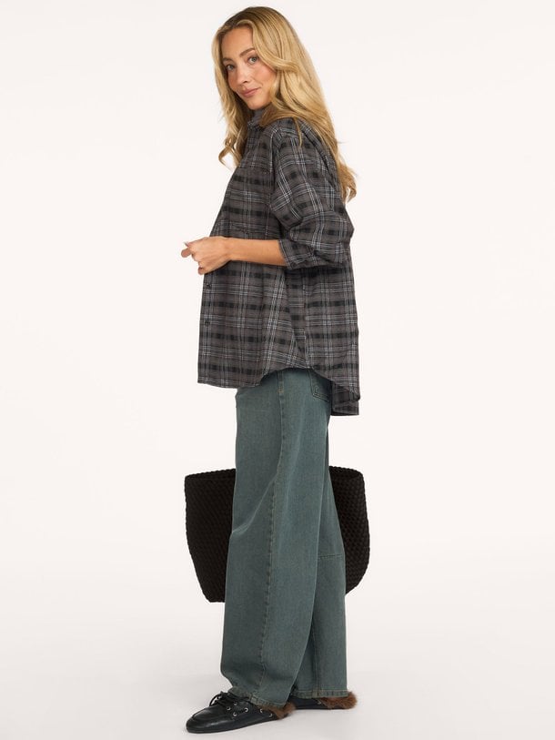Dalma Flannel Check Shirt Dalma, viscosemix geruite blouse