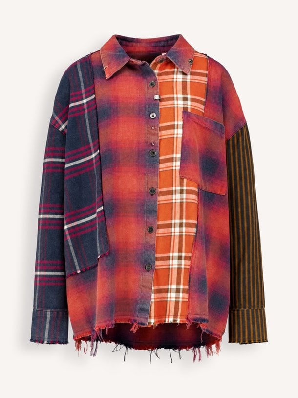 Katoenmix geruite blouse