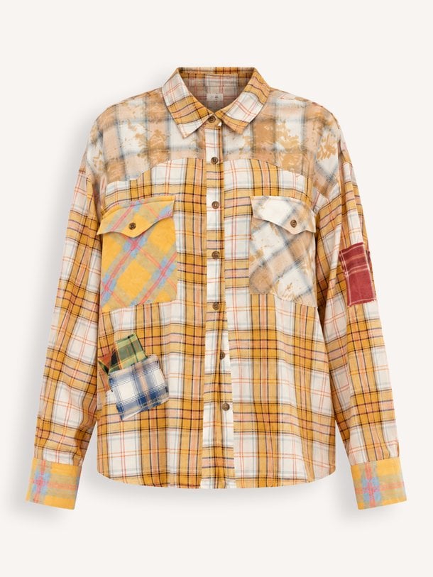 Katoenmix geruite blouse
